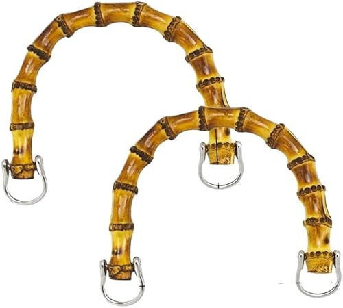 JHSDHYD Bambus taschengriff Bambusgriffe, Geldbeutelgriffe, Handtaschengriff Zur Taschenherstellung, Ersatz for Geldbeutelgriffe, U-Form, EIN Paar Pro Partie, 15,5 cm.(M Length 15.5cm,Black Buckle) von JHSDHYD