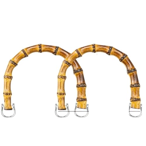 JHSDHYD Bambus taschengriff Bambusgriffe, Geldbeutelgriffe, Handtaschengriff Zur Taschenherstellung, Ersatz for Geldbeutelgriffe, U-Form, EIN Paar Pro Partie, 15,5 cm.(N Length 17.5cm,Silver Buckle) von JHSDHYD