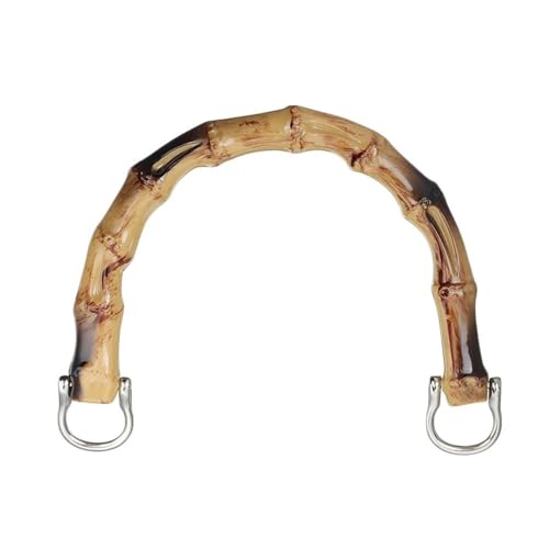 JHSDHYD Bambus taschengriff Runder Bambus-Handtaschenband-Griff, Ersatz, DIY, handgefertigt, Schultertaschengurt, Accessoire, Geschenkbox-Griff mit Schnalle(Silver) von JHSDHYD