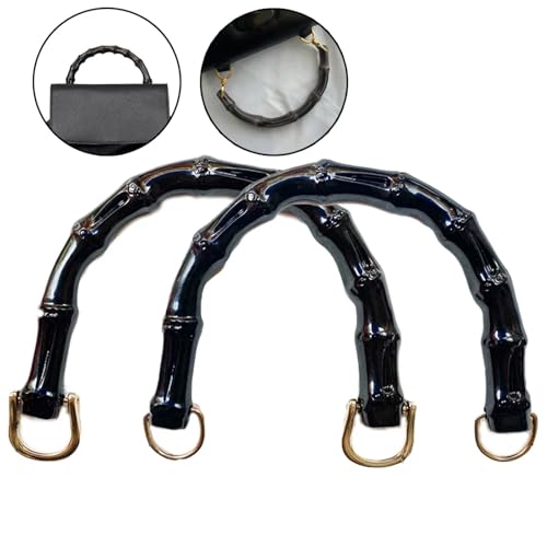 JHSDHYD Bambus taschengriff Tragegriff, gewebtes Taschenzubehör, gewebter Taschengriff, Bambusimitat-Taschengurt, Kastengriff, Plastiktaschengriff mit D-Schnalle, DIY, Schwarz(2 Small) von JHSDHYD