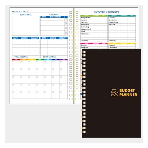 JHSDHYD Inspirierendes Notizbuch 2 stücke 50 blätter Budget Planer Monatliche Rechnung Organizer PVC Hardcover Budget Buch for Ersparnisse Schulden Ausgaben Tracking Notebook(2pcs Black Gold) von JHSDHYD