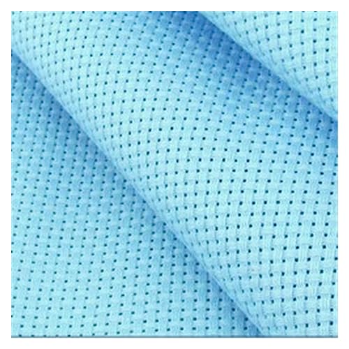 JHSDHYD Stoff zum Sticken Glänzendes Weiß 11CT 11ST 14ST 14CT Kreuzstich-Canvas-Stoff, weiß, glitzernd, Himmelblau(14CT,25-25cm) von JHSDHYD