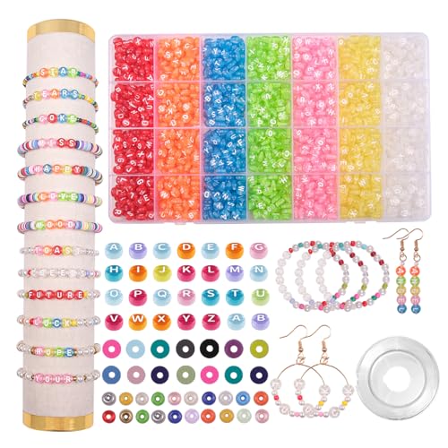 JHWELRG 1450 DIY Alphabet Bastelset Candy Buchstabenperlen,mit Clay Perlen,Transparent Buchstaben für Selber Machen Perlen für Armbänder Halskette Haarband Schmuck Basteln Schmuckherstellung Set JHWELRG 1450 DIY Alphabet Bastelset Candy Buchstabenperlen,mit Clay Perlen,Transparent Buchstaben für Selber Machen Perlen für Armbänder Halskette Haarband Schmuck Basteln Schmuckherstellung Set von JHWELRG
