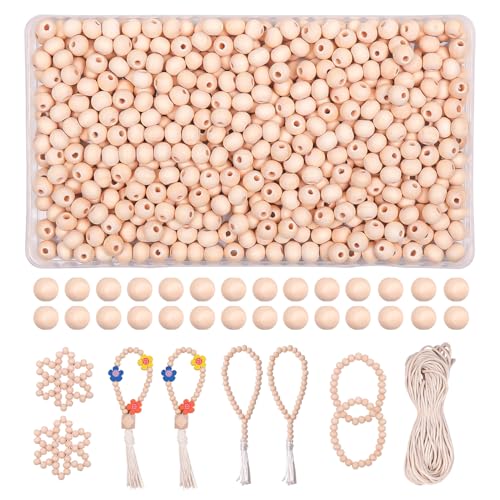 JHWELRG 8mm Holzperlen zum Auffädeln,500 Stück Natürliche holzkugeln mit Loch für DIY Schmuck Herstellung Bastelarbeiten, Makramee JHWELRG 8mm Holzperlen zum Auffädeln,500 Stück Natürliche holzkugeln mit Loch für DIY Schmuck Herstellung Bastelarbeiten, Makramee von JHWELRG