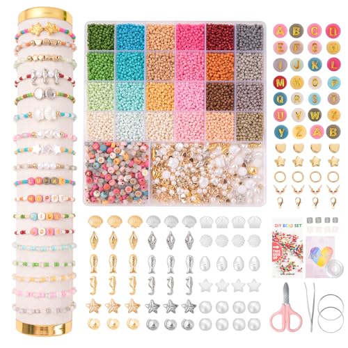JHWELRG Selber Machen Perlen für Armbänder,mit Morandi Buchstabenperlen und Transparente Milchlasperlen Perlen Set,Schmuckherstellung Kit für Weihnachten DIY Bracelet Making Kit,Partys,Feiertage JHWELRG Selber Machen Perlen für Armbänder,mit Morandi Buchstabenperlen und Transparente Milchlasperlen Perlen Set,Schmuckherstellung Kit für Weihnachten DIY Bracelet Making Kit,Partys,Feiertage von JHWELRG