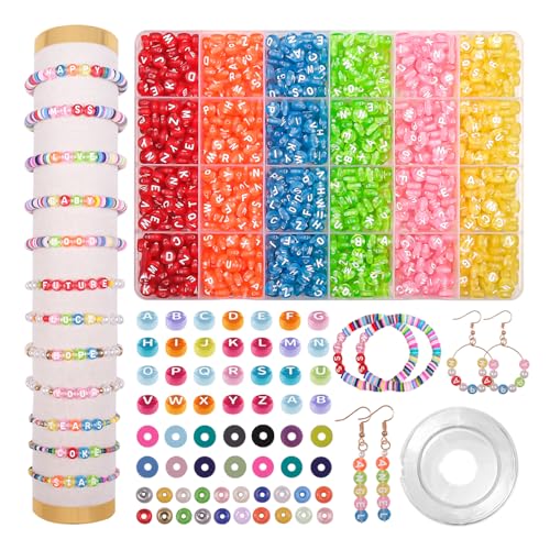 JHWELRG Perlen für Armbänder Selber Machen Bunte Perlen,mit Candy Buchstabenperlen,Clay Perlen,Alphabet Buchstaben Bastelset für Halskette Haarband Schmuck Basteln Schmuckherstellung Set JHWELRG Perlen für Armbänder Selber Machen Bunte Perlen,mit Candy Buchstabenperlen,Clay Perlen,Alphabet Buchstaben Bastelset für Halskette Haarband Schmuck Basteln Schmuckherstellung Set von JHWELRG