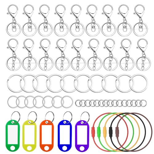 JHWELRG Schlüsselanhänger mit Beschreibbaren Etiketten,Schlüsselring Edelstahl,Basteln Selber Machen Ringe,Karabinerhaken mit Drehgelenk zum Schlüssel Koffern Haustieren Markieren(8 Farben) von JHWELRG