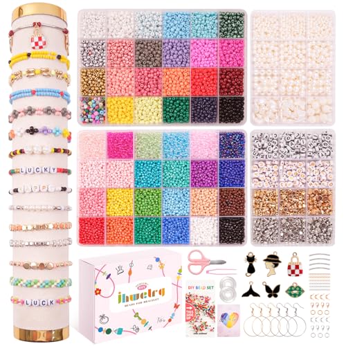 JHWELRG Selber Machen 4mm und 3mm Perlen für Armbänder 4-Kits,DIY Schmuckherstellung Perlen zum Auffädeln,Mit Buchstaben Beads,Geschenk für Erwachsene & Kinder für Weihnachtsferien,Geburtstags,Partys JHWELRG Selber Machen 4mm und 3mm Perlen für Armbänder 4-Kits,DIY Schmuckherstellung Perlen zum Auffädeln,Mit Buchstaben Beads,Geschenk für Erwachsene & Kinder für Weihnachtsferien,Geburtstags,Partys von JHWELRG