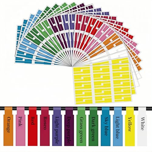 12 Farben, 720 Stück Kabeletiketten Farbetiketten Kabel, Selbstklebende Kabelbeschriftung, Wasserdich Kabeletiketten, Aufkleber Kabel Etiketten, Reißfest Kabelbeschriftung, A4-Format, für Laserdrucker 12 Farben, 720 Stück Kabeletiketten Farbetiketten Kabel, Selbstklebende Kabelbeschriftung, Wasserdich Kabeletiketten, Aufkleber Kabel Etiketten, Reißfest Kabelbeschriftung, A4-Format, für Laserdrucker von JHXhhthongtong