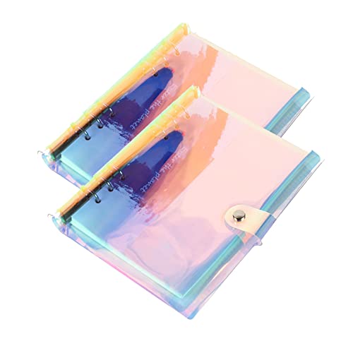 2 Stück Rainbow Binder,PVC-Notebook-Schutzfolie,6 Löcher Loseblatt Notizbuch,6 Ring Weiche PVC Notebook Binder Cover,Ringbuch A6 Nachfüllbar für Nachfüllbares Papier, Lose Blätter, Regenbogenfarben von JHXhhthongtong