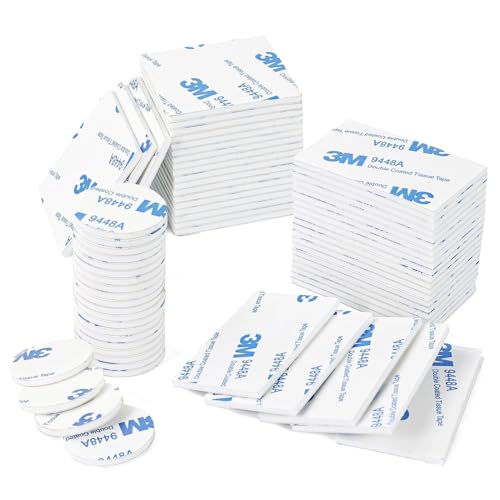 70 Stück Klebepads Doppelseitig Extra Stark, Doppelseitiges Schaumstoff Pads, Weiß Selbstklebendes Klebeband, Inklusive Quadratisch Rund und Rechteckig, für Wände Boden, Türen, Kunststoffe von JHXhhthongtong