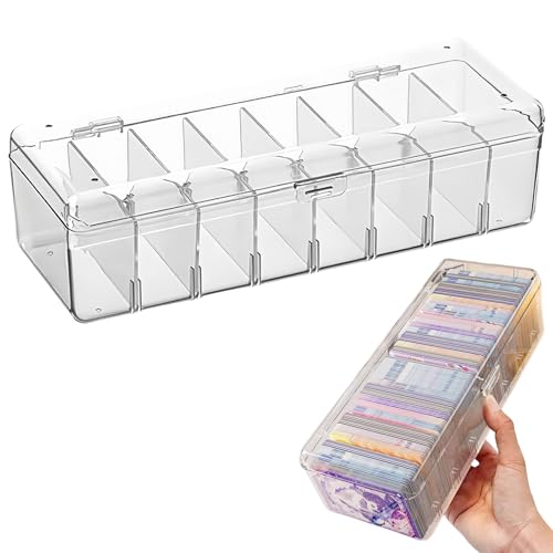 Karteikarten Box, Sammelkarten Aufbewahrungsbox, Transparentem Kunststoff Spielkartenbox, Karteikasten mit Abnehmbaren Trennbretter, Transparente Karteikartenbox mit Deckel, für bis zu 700 Karten von JHXhhthongtong