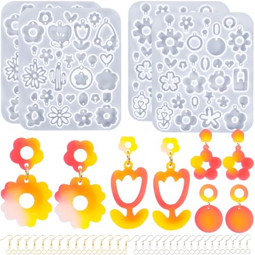 24 Paar Blumen-Ohrring-Formen – Premium-Blumen-Silikonharz-Schmuckformen mit 200 Ohrhaken und Biegeringen, DIY-UV-Epoxidharz-Guss-Set für Ohrringe, Anhänger und Schlüsselanhänger 24 Paar Blumen-Ohrring-Formen – Premium-Blumen-Silikonharz-Schmuckformen mit 200 Ohrhaken und Biegeringen, DIY-UV-Epoxidharz-Guss-Set für Ohrringe, Anhänger und Schlüsselanhänger von JHYlilia