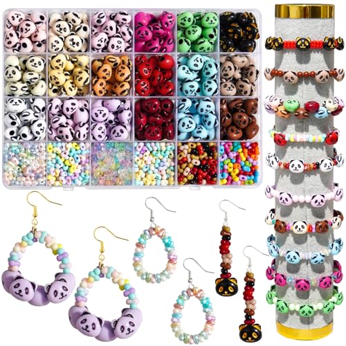 Acryl-Panda-Perlen in Panda-Form zur Schmuckherstellung, bunt, sortiert, niedlich, ästhetisch, Kawaii-Erdnuss-Perlen für Armbänder, DIY, Basteln, Ohrringe, Handy-Anhänger von JHYlilia