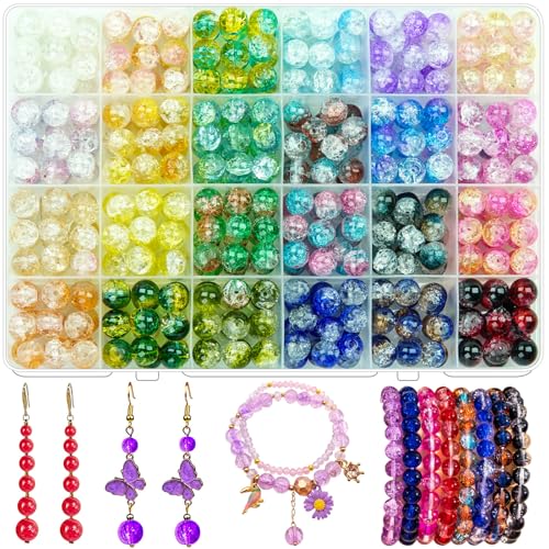 JHYlilia Glasperlen für Schmuckherstellung, 10 mm, Craquelé-Lampwork-Glasperlen, Kristall, rund, lose Bastelperlen für Armbänder, Ohrringe, Halsketten, Bastelarbeiten, Geschenke (10 mm Craquelé-Perle) JHYlilia Glasperlen für Schmuckherstellung, 10 mm, Craquelé-Lampwork-Glasperlen, Kristall, rund, lose Bastelperlen für Armbänder, Ohrringe, Halsketten, Bastelarbeiten, Geschenke (10 mm Craquelé-Perle) von JHYlilia
