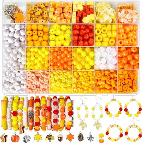 Thanksgiving-Perlen-Set – 2000+ Herbst-Anhänger für Schmuckherstellung, Kürbis, Ahornblatt, Perlen und Abstandshalter, DIY-Armband und Halskette, Geschenk für Anfänger und Bastelliebhaber Thanksgiving-Perlen-Set – 2000+ Herbst-Anhänger für Schmuckherstellung, Kürbis, Ahornblatt, Perlen und Abstandshalter, DIY-Armband und Halskette, Geschenk für Anfänger und Bastelliebhaber von JHYlilia