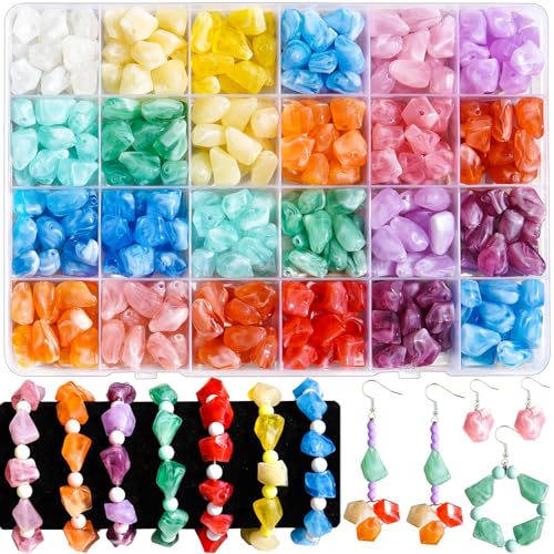 Unregelmäßige Acryl-Steinperlen – 24 Farben, gerades Loch, künstliche natürliche Edelstein-Abstandshalter für selbstgemachte Armbänder, Ohrringe, Halsketten und Kleidungsverzierungen von JHYlilia