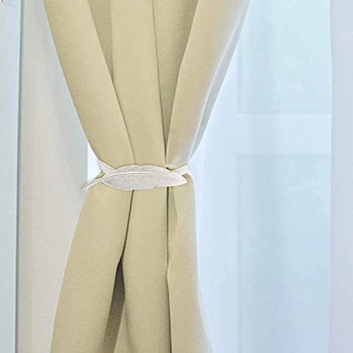 JI 2 Stück Vorhang Raffhalter, Raffhaken für vorhänge, Vorhang Clip Gardinenhalter Legierung Vorhanghalter für Gardinen Raffhalter Vorhang klammern Raffhalter(Silber Blätter) von JI