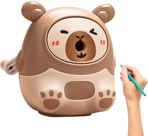 Capybara Bleistiftspitzer, Süßer Bleistiftspitzer, Bleistiftschärfer für Kinder, Cartoon Design Handheld Schärfwerkzeug, Capybara Förmiger mit Behälter für Schüler (Brown) von JIABAOZ
