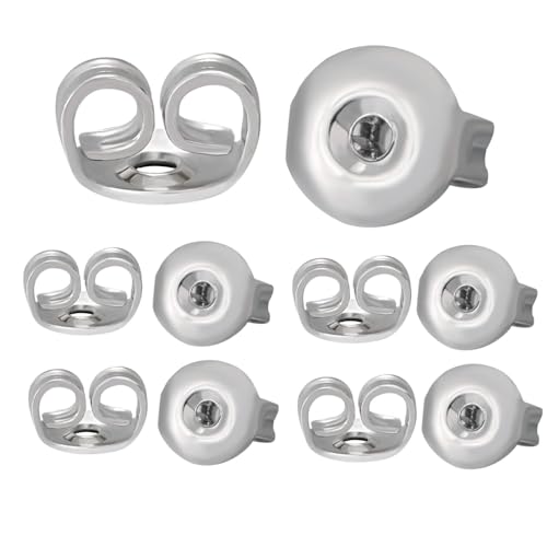 JIACHAREMED Ohrring-Verschlüsse aus Weißgold, Ersatz – Komfort-Schmetterlings-Ohrring-Verschlüsse für Ohrstecker, sichere Ohrverriegelung für Ohrstecker, Ohrmutter für Pfosten, 10 Stück/5 Paar von JIACHARMED