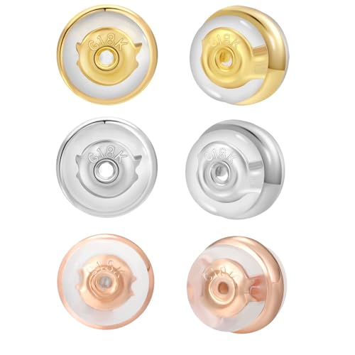 JIACHARMED Ohrring-Verschlüsse, 18 Karat Gold, Silikon-Ohrring-Verschlüsse für Ohrstecker, hängende Ohren, schwere Ohrringe, 6 Stück, Metall, Zyklusverriegelung, sichere Ohrring-Verschlüsse, Ersatz in JIACHARMED Ohrring-Verschlüsse, 18 Karat Gold, Silikon-Ohrring-Verschlüsse für Ohrstecker, hängende Ohren, schwere Ohrringe, 6 Stück, Metall, Zyklusverriegelung, sichere Ohrring-Verschlüsse, Ersatz in von JIACHARMED