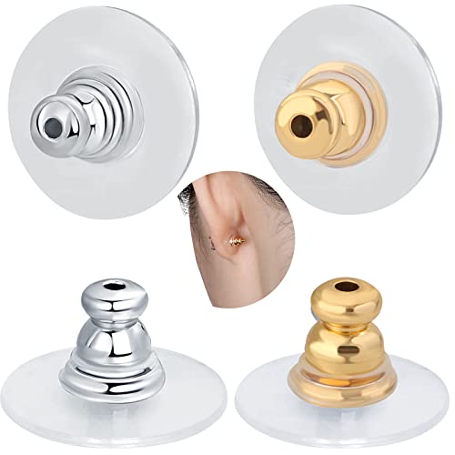 JIACHARMED Ohrring-Verschlüsse für Ohrstecker, 4 Stück, Würfel-Ohrring-Unterstützung für hängende Ohren, schwere Ohrringe, bequemer, sicherer Ohrring-Ersatz für Ohrstecker in Weißgold und 14 Karat JIACHARMED Ohrring-Verschlüsse für Ohrstecker, 4 Stück, Würfel-Ohrring-Unterstützung für hängende Ohren, schwere Ohrringe, bequemer, sicherer Ohrring-Ersatz für Ohrstecker in Weißgold und 14 Karat von JIACHARMED
