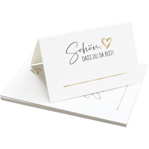 JIADEXIN 15 Stück Tischkarten Hochzeit -Schön dass du da bist Sitzplatzkarten 85x55mm Tischdekoration Namenskarten Platzkarten für Hochzeit Geburtstag Feiern Partys von JIADEXIN