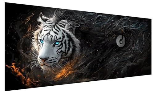 5D Diamond Painting Erwachsene Abstrakt, Diamond Painting Bilder Groß Weißer Tiger, DIY Full Drill Mosaikherstellung Bastelset, Kristall Stickerei Kreuzstich Basteln für Deko Wanddeko (250x100cm) B-40 von JIAGUANG