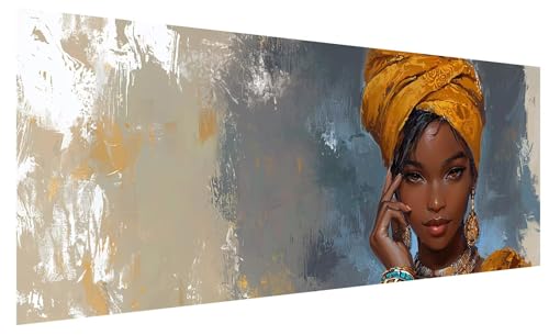 5D Diamond Painting Erwachsene Afrika, Diamond Painting Bilder Groß Frau, DIY Full Drill Mosaikherstellung Bastelset, Kristall Stickerei Kreuzstich Basteln für Zimmer Deko Wohnzimmer (100x40cm) A-9 von JIAGUANG