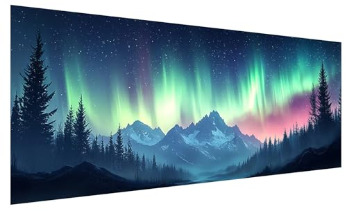 5D Diamond Painting Erwachsene Aurora, Diamond Painting Bilder Groß Berg, DIY Full Drill Mosaikherstellung Bastelset, Kristall Stickerei Kreuzstich Basteln für Zimmer Deko Wohnzimmer (200x80cm) A-85 von JIAGUANG