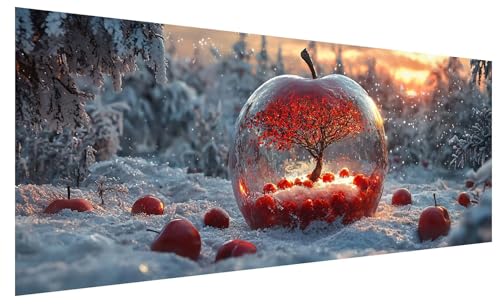 5D Diamond Painting Erwachsene Baum, Diamond Painting Bilder Groß Apfel, DIY Full Drill Mosaikherstellung Bastelset, Kristall Stickerei Kreuzstich Basteln für Zimmer Deko Wohnzimmer (80x30cm) B-36 von JIAGUANG