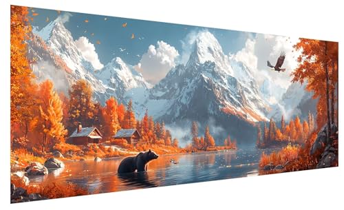5D Diamond Painting Erwachsene Berg, Diamond Painting Bilder Groß Landschaft, DIY Full Drill Mosaikherstellung Bastelset, Kristall Stickerei Kreuzstich Basteln für Deko Wohnzimmer (250x100cm) A-49 von JIAGUANG