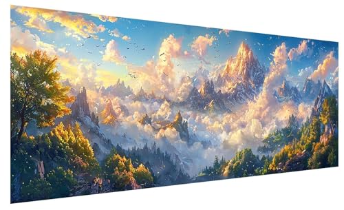5D Diamond Painting Erwachsene Berg, Diamond Painting Bilder Groß Landschaft, DIY Full Drill Mosaikherstellung Bastelset, Kristall Stickerei Kreuzstich Basteln für Deko Wohnzimmer (80x30cm) B-70 von JIAGUANG