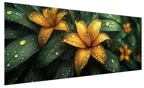 5D Diamond Painting Erwachsene Blume, Diamond Painting Bilder Groß Anlage, DIY Full Drill Mosaikherstellung Bastelset, Kristall Stickerei Kreuzstich Basteln für Zimmer Deko Wohnzimmer (130x50cm) B-92 von JIAGUANG