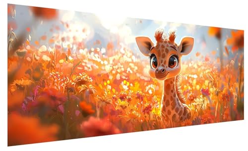 5D Diamond Painting Erwachsene Blume, Diamond Painting Bilder Groß Giraffe, DIY Full Drill Mosaikherstellung Bastelset, Kristall Stickerei Kreuzstich Basteln für Zimmer Deko Wohnzimmer (80x30cm) A-17 von JIAGUANG