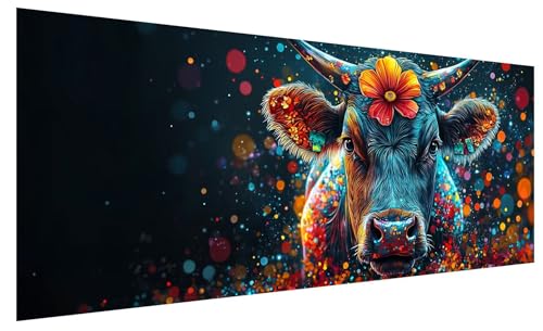 5D Diamond Painting Erwachsene Blume, Diamond Painting Bilder Groß Ochse, DIY Full Drill Mosaikherstellung Bastelset, Kristall Stickerei Kreuzstich Basteln für Zimmer Deko Wohnzimmer (130x50cm) A-97 von JIAGUANG
