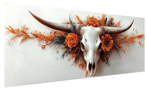 5D Diamond Painting Erwachsene Blume, Diamond Painting Bilder Groß Ochse, DIY Full Drill Mosaikherstellung Bastelset, Kristall Stickerei Kreuzstich Basteln für Zimmer Deko Wohnzimmer (150x60cm) B-22 von JIAGUANG
