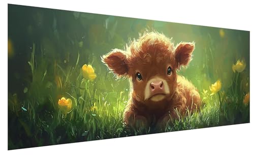 5D Diamond Painting Erwachsene Blume, Diamond Painting Bilder Groß Ochse, DIY Full Drill Mosaikherstellung Bastelset, Kristall Stickerei Kreuzstich Basteln für Zimmer Deko Wohnzimmer (80x30cm) B-98 von JIAGUANG