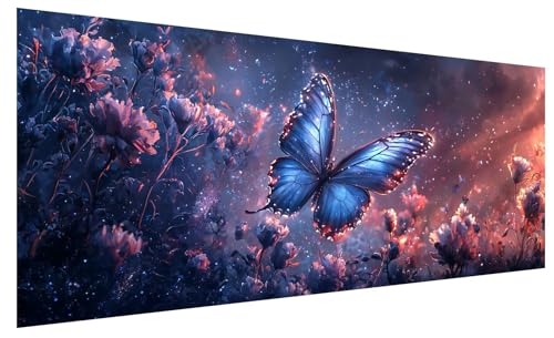 5D Diamond Painting Erwachsene Blume, Diamond Painting Bilder Groß Schmetterling, DIY Full Drill Mosaikherstellung Bastelset, Kristall Stickerei Kreuzstich Basteln für Deko Wohnzimmer (80x30cm) A-91 von JIAGUANG