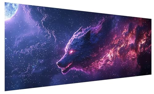 5D Diamond Painting Erwachsene Dunkel, Diamond Painting Bilder Groß Tier, DIY Full Drill Mosaikherstellung Bastelset, Kristall Stickerei Kreuzstich Basteln für Zimmer Deko Wohnzimmer (80x30cm) A-65 von JIAGUANG