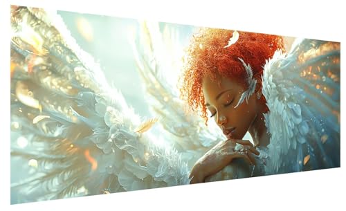 5D Diamond Painting Erwachsene Engel, Diamond Painting Bilder Groß Flügel, DIY Full Drill Mosaikherstellung Bastelset, Kristall Stickerei Kreuzstich Basteln für Zimmer Deko Wohnzimmer (80x30cm) A-43 von JIAGUANG