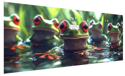 5D Diamond Painting Erwachsene Frosch, Diamond Painting Bilder Groß Tier, DIY Full Drill Mosaikherstellung Bastelset, Kristall Stickerei Kreuzstich Basteln für Zimmer Deko Wohnzimmer (100x40cm) B-64 von JIAGUANG