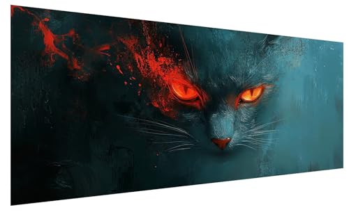 5D Diamond Painting Erwachsene Furcht, Diamond Painting Bilder Groß Katze, DIY Full Drill Mosaikherstellung Bastelset, Kristall Stickerei Kreuzstich Basteln für Zimmer Deko Wohnzimmer (200x80cm) A-63 von JIAGUANG