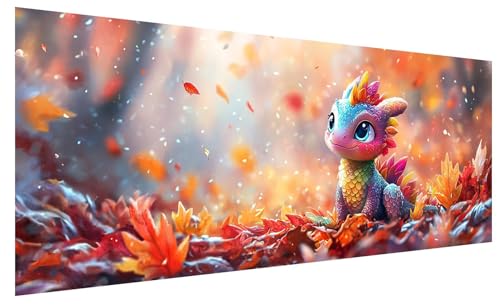 5D Diamond Painting Erwachsene Herbst, Diamond Painting Bilder Groß Drachen, DIY Full Drill Mosaikherstellung Bastelset, Kristall Stickerei Kreuzstich Basteln für Zimmer Deko Wohnzimmer (80x30cm) B-80 von JIAGUANG