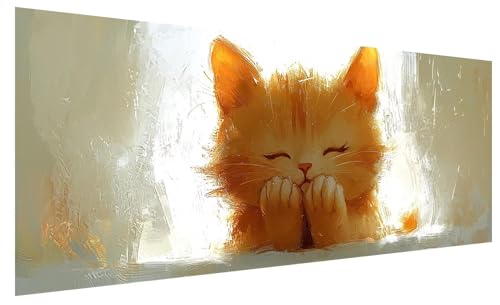 5D Diamond Painting Erwachsene Katze, Diamond Painting Bilder Groß Tier, DIY Full Drill Mosaikherstellung Bastelset, Kristall Stickerei Kreuzstich Basteln für Zimmer Deko Wohnzimmer (80x30cm) B-34 von JIAGUANG