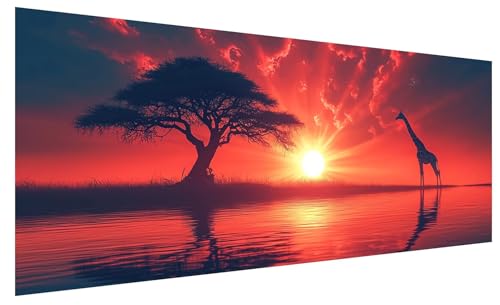 5D Diamond Painting Erwachsene Landschaft, Diamond Painting Bilder Groß Sonnenuntergang, DIY Full Drill Mosaikherstellung Bastelset, Kristall Stickerei Kreuzstich Basteln Zimmer Deko (200x80cm) A-47 von JIAGUANG
