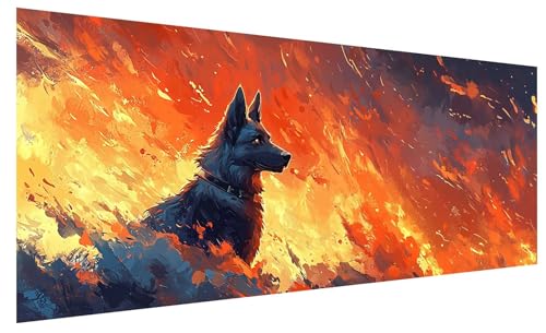 5D Diamond Painting Erwachsene Landschaft, Diamond Painting Bilder Groß Wolf, DIY Full Drill Mosaikherstellung Bastelset, Kristall Stickerei Kreuzstich Basteln für Deko Wohnzimmer (80x30cm) A-23 von JIAGUANG