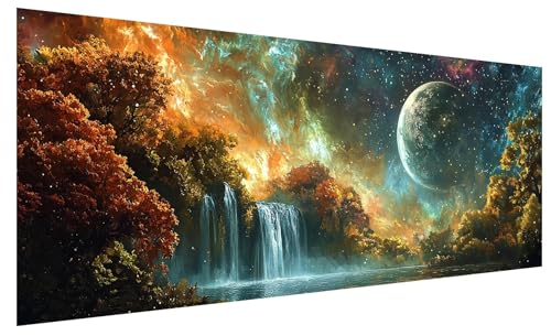 5D Diamond Painting Erwachsene Mond, Diamond Painting Bilder Groß Fallen, DIY Full Drill Mosaikherstellung Bastelset, Kristall Stickerei Kreuzstich Basteln für Zimmer Deko Wohnzimmer (250x100cm) B-54 von JIAGUANG