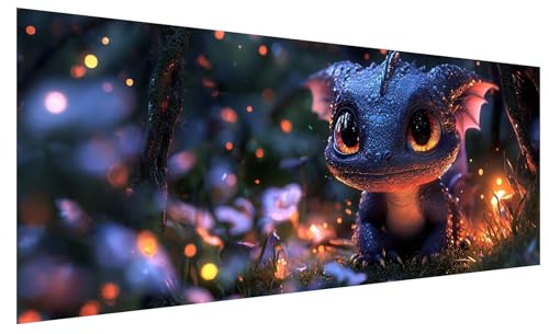 5D Diamond Painting Erwachsene Niedlich, Diamond Painting Bilder Groß Drachen, DIY Full Drill Mosaikherstellung Bastelset, Kristall Stickerei Kreuzstich Basteln für Deko Wohnzimmer (80x30cm) A-1 von JIAGUANG
