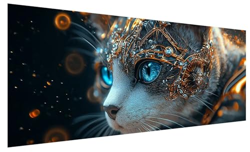 5D Diamond Painting Erwachsene Niedlich, Diamond Painting Bilder Groß Katze, DIY Full Drill Mosaikherstellung Bastelset, Kristall Stickerei Kreuzstich Basteln für Deko Wohnzimmer (200x80cm) B-42 von JIAGUANG